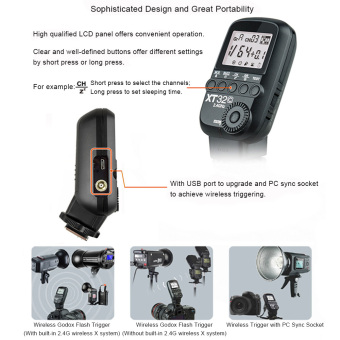 Godox xT32C radio tenaga-mengendalikan pemicu pemancar flash built in 2, 4G x nirkabel sistem 1/8000s tinggi-kecepatan untuk sinkronisasi Canon kamera Outdoorfree (International)