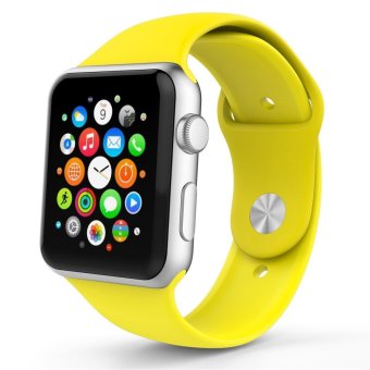 JTS Soft Silicone Fitness Replacement Sport Band for 38mm Apple Watch All Models, Yellow (3 Pieces of Bands Included for 2 Lengths, Not Fit Apple Watch 42mm version 2015)