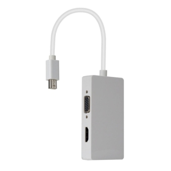 Mini Display Port DP to HDMI VGA DVI Male to Female 3-in-1 Adapter Converter for Microsoft Surface Pro 3 2 1 (White)