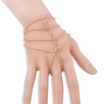 Buytra Bracelet Bangle Multi Chain Tassel Finger Ring Gold Gold
