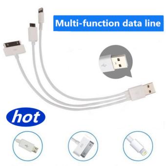 LCFU764 2 Pcs 3 in1 USB Data Line Sync Charger Charging Cable Cord For iPhone Samsung iPad Android Phone (White) - intl