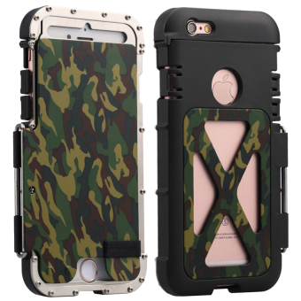 R-just Armor King Stainless Steel Iron man Flip Aluminum Metal Cover Metal Case For iPhone 7 Plus Camouflage - intl