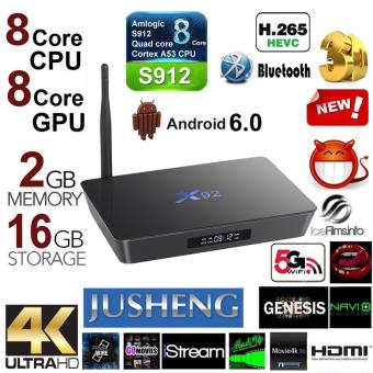 JUSHENG X92 4K Android TV Box Fully Loaded 2GB 16GB S912 Octa Core Version16.1 Smart Media Box Android 6.0 HDMI Dual Band Wifi 2.4GHz 5.8GHz Bluetooth 4.0 Streaming Media Player - intl