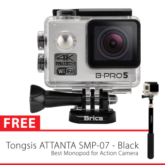 BRICA B-PRO 5 Alpha Edition Version 2 (AE2) 4K WIFI Action Camera - Silver + Gratis Tongsis Attanta SMP-07