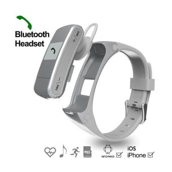 Kisnow 2 in 1 F50 Headset Bluetooth Waterproof Heart-Rate Monitor Sleep Sports Smart Trackers(Color:as Main Pic) - intl