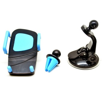Universal 2 in 1 Car Universal Holder with Windshield and Air Vent Mount - Black/Blue