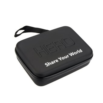 Andoer kotak jinjing tas PU untuk GoPro Hero 4/3 + / 3/2/1 kamera dan aksesoris dengan tali ritsleting hitam Medium