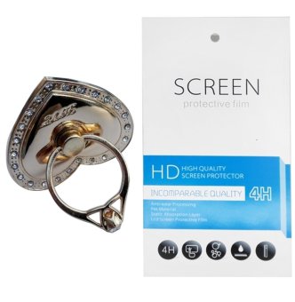 Gold Love Ring Stand (firmly stick on phone / phone cover case) + Gratis 1 Clear Screen Protector for BenQ T3
