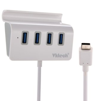 Vktech Type C 4-Port Portable Hub with 2-Foot USB 3.0 Cable (White)