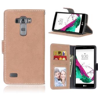 LG G4S Case, LG G4 Beat Case, SATURCASE Retro Frosted PU Leather Flip Magnet Wallet Stand Card Slots Case Cover for LG G4S / G4 Beat H735 (Beige) - intl
