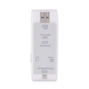 i-Flash Drive HD USB Storage Device Mini Pendrive Micro SD U DiskTF Card Reader for 8pin iPhone 5/5s/6 plus for Samsung Android -White - intl
