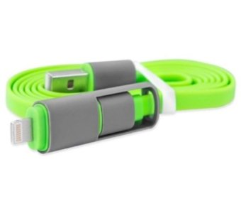 Titanium 2 in 1 Duo Magic Cable Lightning and Micro USB Cable for Android / iOS - Split Back Model - Green