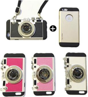 Kisnow iPhone 6 Plus/6S Plus 3D Fashion Camera Shaped With Rope PC+Silicone Creative ​Anti-slip Phone Cases(Color:as Main Pic) - intl
