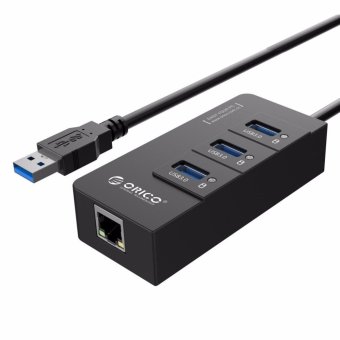 ORICO USB 3.0 to RJ45 Gigabit Ethernet Adapter with 3-Port USB 3.0 Hub for Surface Pro 4, Surface Pro 3, Surface 3, Dell XPS, ASUS Zenbook, Lenovo YOGA, other Notebook and Tablet, etc.- Black - intl