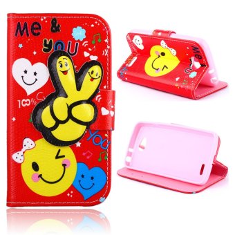 Moonmini PU Leather Stand Wallet Case with Magnetic Closure Flip Cover for LG Optimus L90 (Red)