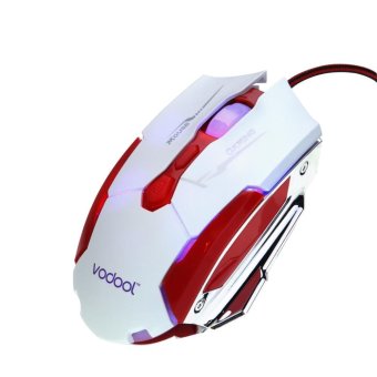 Vodool Wired USB Gaming Mouse Optical Mouse with 7 Buttons 4 DPI 800DPI-1200DPI -2400DPI-4000DPI High Speed 7 Colors Breathing Light for Gamer Red - intl