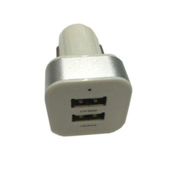 Rainbow Car Charge/Charger Mobil USB 2in1 Output 5V-2.1 A- Silver