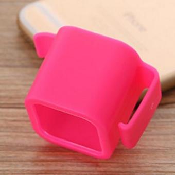 Gantungan Charger Iphone / Penyangga Charger Steker Silikon - Pink
