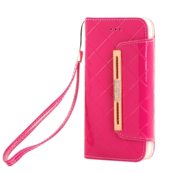SUNSKY Wallet Style Diamond Encrusted Leather Case with Lanyard and Card Slots and Money Pocket for iPhone 6 and 6S(Magenta)