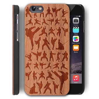 Wooden Cover for Apple iPhone 6 Plus / iPhone 6s Plus [5.5 inch], YUANQIAN [Cherry wood]Natural Creative Unique Design Natural Carved Wood Wooden Hard Case for Smartphone(sports) - intl