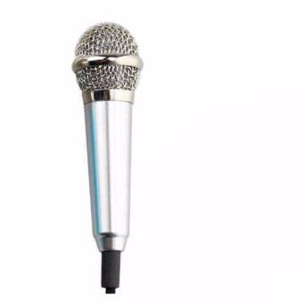 Teiton Mini Smartphone 3.5mm Microphone with Mic Stand Very Small Mikrofon Kecil Ukuran 5.8cm for Smartphone Design Seperti Mik Karaoke Aksesoris Audio Video Smule Application Compatible Menyanyi Karoke Sing Singing Perfect Voice - Silver