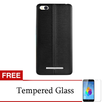 Imak Vega Leather Back Case Xiaomi Mi4i - Hitam + Gratis Tempered Glass
