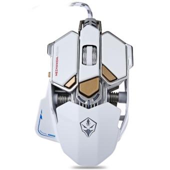 LUOM G10 4000dpi LED Optical USB Wired Mechanical Gaming Mouse - White - intl