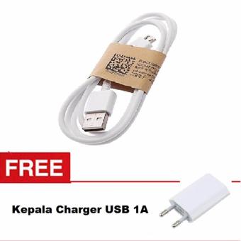 Kabel Charger Micro & Cable Data Micro USB + free Bonus Kepala Charger 1a- Putih