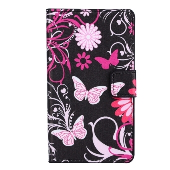 SUNSKY Leather Butterfly Pattern Horizontal Flip Magnetic Button Case for Sony Xperia E4g (Multicolor)