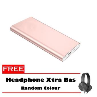 Powerbank Ultra Slim 99000MAh Aluminium Case - Rosegold + Free Headphone Xtra Bass