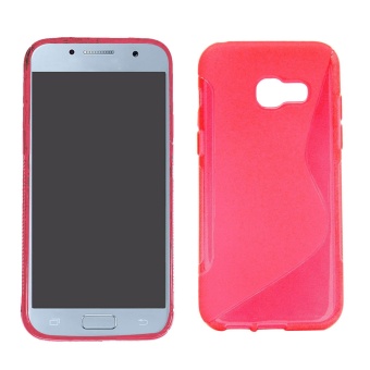 Solid Color TPU S-shaped Texture Protective Protector Case Cover Skin for Samsung Galaxy A5 2017 Rose Red - intl