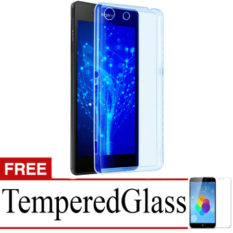 Case Ultrathin Soft Case for Sony Xperia M5 - Biru Clear + Gratis Tempered Glass