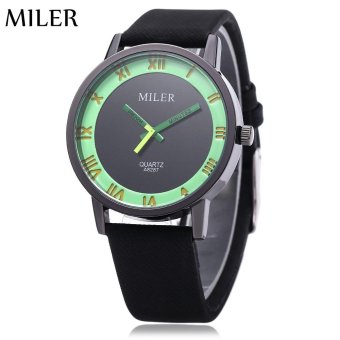 S&L Miler A8287 Unisex Quartz Watch Roman Numerals Scale Daily Water Resistance Leather Band Wristwatch (Green) - intl