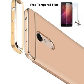 4ever 1pcs Hard Shockproof PC 3 in 1 Hyprid Phone Case with Screen Protective Tempered Glass Film for Xiaomi Redmi Note 4 (Gold) - intl