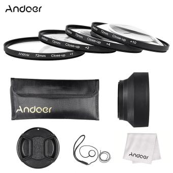 Andoer 72mm Close-up Macro Lens Filter Set(+ 1 +2 +4 +10) with Lens Accessories - intl