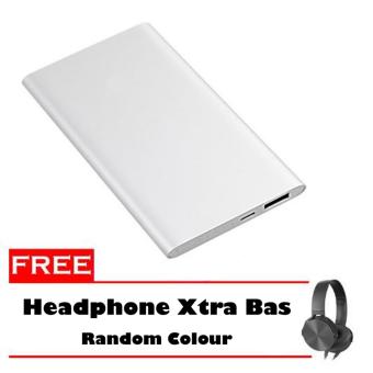 Powerbank Ultra Slim 99000MAh Aluminium Case - Silver + Free Headphone Xtra Bass