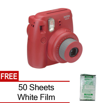 Fujifilm Instax Mini 8 Instant Film Camera - Raspberry + 50 White Edge Films
