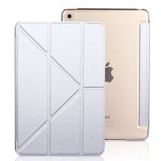 PopSky Silk Pattern PU Leather Flip Multi-Angle Stand Case Cover for Apple iPad Mini4 (Sliver)