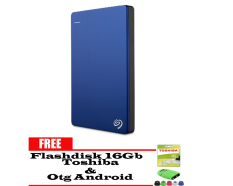 Seagate Backup Plus Slim 1TB - HDD - HD - Hardisk External 2.5 - Biru + Gratis Flashdisk 16Gb Toshiba + Otg Android(11x6x2)