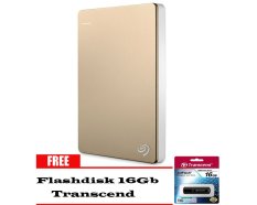 Seagate Backup Plus Slim 2TB - HDD - HD - Hardisk External 2.5 - Gold + Gratis Flashdisk 16Gb Transcend