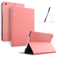 Slim Wood Grain Case PU Leather Cover for Apple iPad mini 3 / 2 / 1 (Pink)