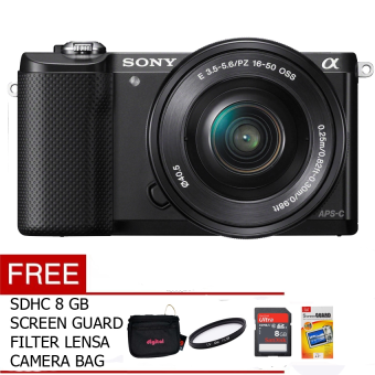 Sony Alpha A5000L Kit 16-50mm - 20.1 MP - Hitam + FREE MC 8 GB+Tas+UV Filter + Screen Guard  