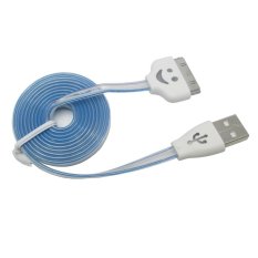 Taff Colorful Smiling Face Charging SYNC Data Cable for iPhone 4/4s 1m - Biru