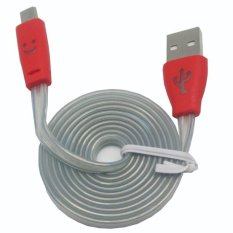 Taff Colorful Smiling Face Charging SYNC Data Micro USB Cable 1m - Merah