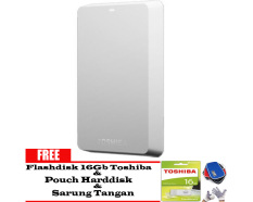 Toshiba Canvio Basic 1TB - HDD / HD / Hardisk Eksternal - Putih + Gratis Flashdisk 16Gb Toshiba + Pouch Harddisk + Deli Gloves Universal / Sarung Tangan