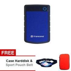 Transcend Harddisk Eksternal Antishock 25H3B 1TB - Biru + Gratis Case Harddisk dan Sport Pouch Belt