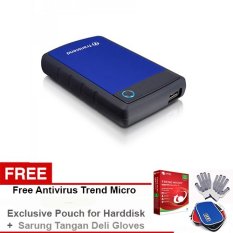 Transcend Harddisk Eksternal Antishock Triple Portection 25H3B 1TB + Gratis Paket Hadiah