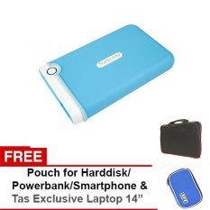 Transcend Harddisk Eksternal Antishock Triple Protection 25M3B - 1TB + Gratis Tas Laptop + Exclusive Pouch