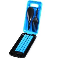 21 Truly Shop Travel Cutlery Set / Sendok Garpu Sumpit / Alat Makan Lipat - Biru