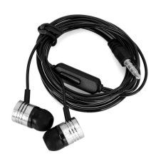 3.5mm Plug Wired In-Ear Earphone w/ Remote / Mic / Clip (Black + Silver)
